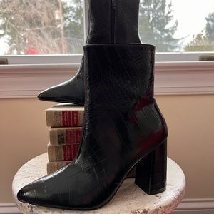 ASOS Black snake skin booties size 7 womens
